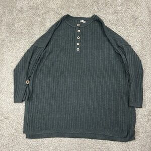 Free People Intimately Around The Clock Henley Sweater Womens Large Gray